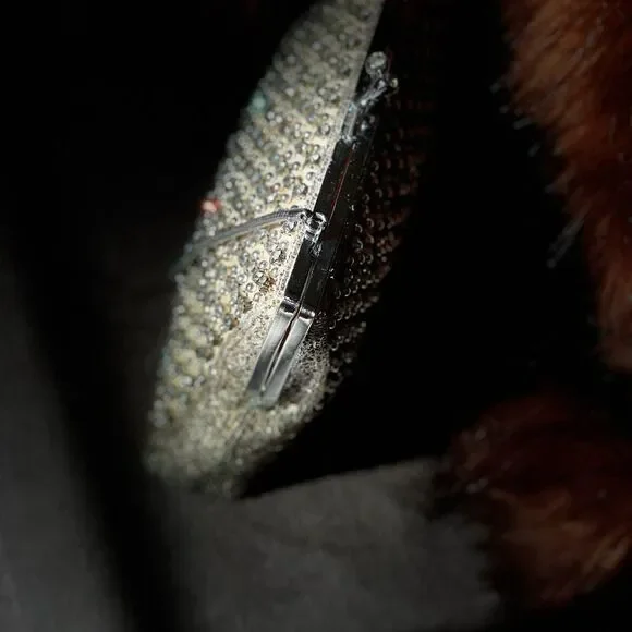 ♥️ Vintage Rhinestone Silk Purse, sparkling DELILL kiss lock purse 1950s-60s - Picture 7 of 16